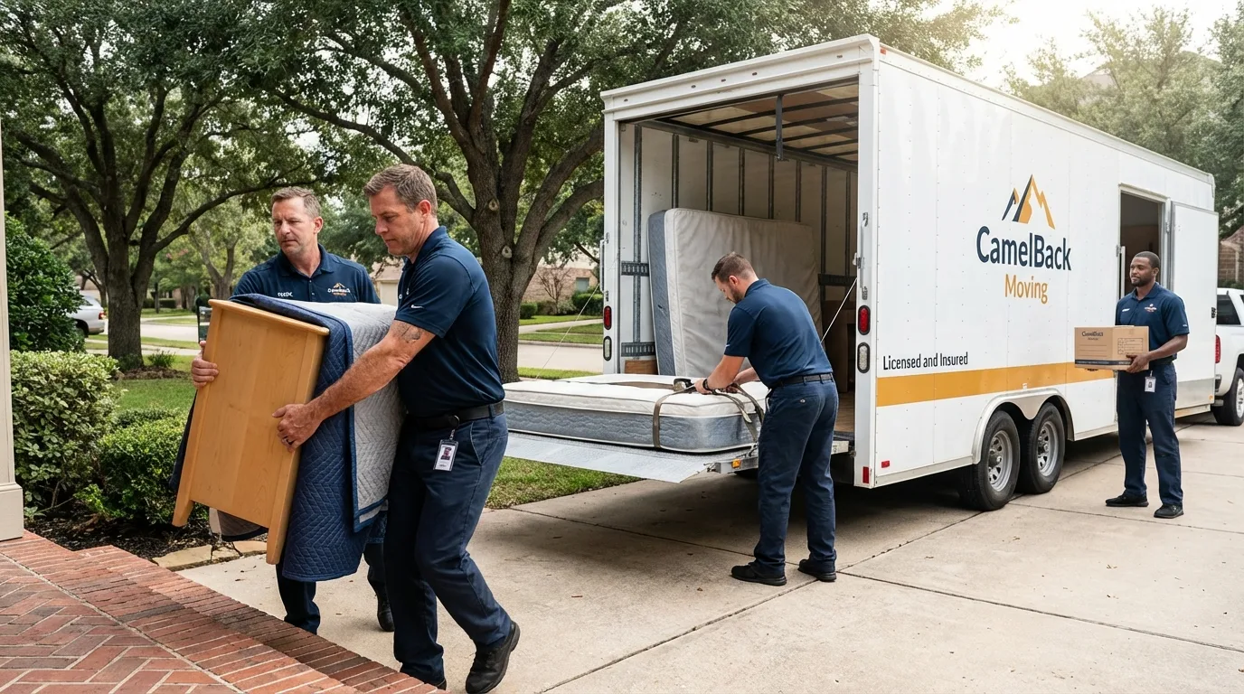 Crew loading residential truck for cross-state move from Chadwicks, NY